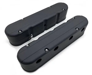 GM LS Valve Covers Aluminum Hidden Coils Smooth Top 2 Piece Design Black - Picture 1 of 3