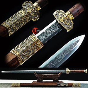 Espada de ébano de doble filo recta de doble filo de la dinastía Han china 40 - Imagen 1 de 12