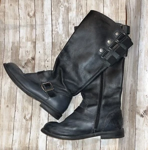 Harley Davidson Boots Size 7.5 Below Knee Black Leather Excellent - Picture 1 of 10