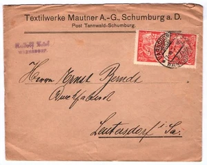 Brief Textilwerke Mautner AG Schumburg a.D. Böhmen Firmenbrief 1923 - Bild 1 von 1