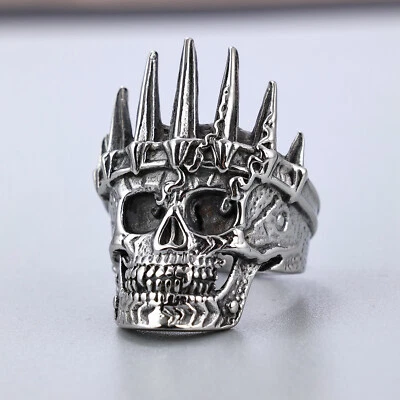 Anillos de acero inoxidable para hombre anillo corona calavera hip hop motociclista punk anillo para hombre 7-15 Foto 1 de 4