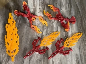 Lego Bionicle  Lot Of 5 Red and Trans-Orange Weapon Fire Claw, Flame Weapons - Picture 1 of 7