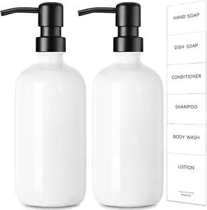White Soap Dispenser, 2 Pack Bathroom Hand Soap and Lotion Dispenser Set, 16 Oz - Picture 1 of 7
