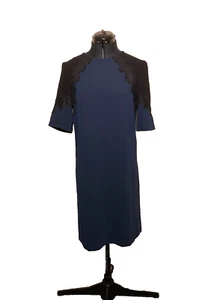 Vintage Gerard Darel Dress Navy Blue Sheath Women Small Blue Size 36 - Picture 1 of 12