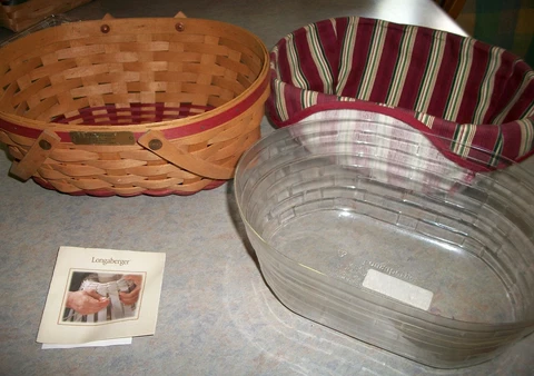Longaberger 2004 Christmas Collection Get-Together Basket 3pc Combo #10728 Liner Cover