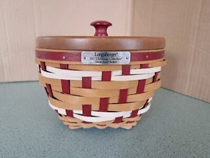 Longaberger 2017 Red Christmas Collection Snow Swirl cesta, prot y tapa personalizada - Imagen 1 de 7