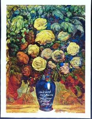 Ernst FUCHS  " Blumenvase " 2012 Giclée auf Leinwand , handsigniert 61 x 79,5 cm - Bild 1 von 2