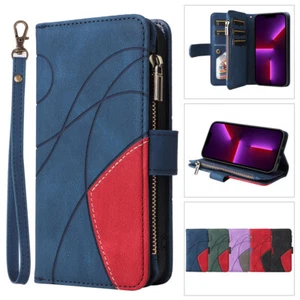 Flip Credit Card Slots Handy Wallet Leather Stand Case Cover For Apple iPhone - Picture 1 of 56