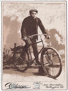 10858. Póster de decoración. Pared de habitación. Diseño de arte interior vintage. Hombre asiático en bicicleta - Imagen 1 de 1