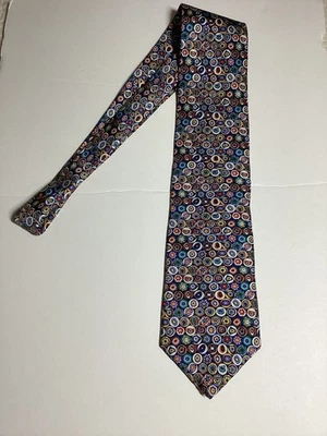 Corbata de seda Smithsonian Institution motivo de vidrio millefiori hecha en EE. UU. Foto 1 de 4