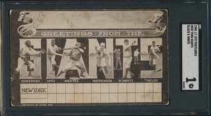 1905 JT DYE CARTOLINA NY GIANTS BIANCO E NERO SGC 1 McGINNITY MATHEWSON HOF RARA - Foto 1 di 2