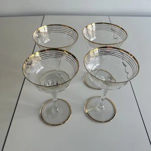 Unmarked Gold Rim Set Of 4 Wine Glasses - Picture 1 of 5