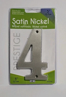 Hy-Ko Products Prestige House Number 4 Satin Nickel 5" BR-51SN - Image 1 of 3