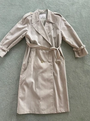 VINTAGE LONDON FOG Womens Stone Twill Trench Coat w/ Belt 2 Pockets Size 8 - Image 1 of 4