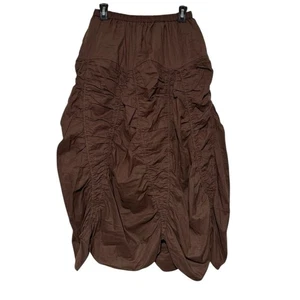 Vintage Y2K braun Fallschirm Blase Midi Maxirock Größe M 100 % Baumwolle gerafft Fee - Bild 1 von 6