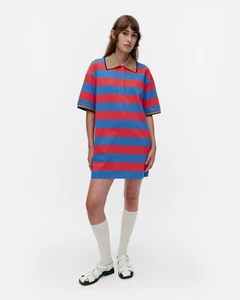 NEW Marimekko Referenssi Cotton Polo Red Striped Polo Shirt Dress XS NWT $305 - Picture 1 of 17