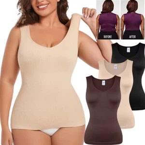 Women Compression Shapewear Tummy Control V Neck Camisole Tank Top Body Shaper - Picture 1 of 15