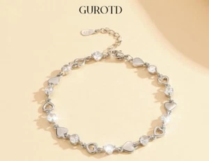 Bracciale Charm Cuore Braccialetto Donna Ciondoli Argento Bigiotteria Elegante - Foto 1 di 6