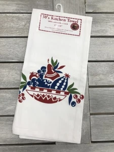 1950's Style Tea Towel -100% Cotton Flour Sack - Fruit Bowl - Picture 1 of 1