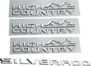 4Pcs for 2019-2024 Silverado High Country Emblems Fender Tailgate Badge Chrome - Picture 1 of 6