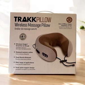 TRAKK PILLOW Neck Wireless Massage Travel Pillow Off White- Black New - Picture 1 of 2