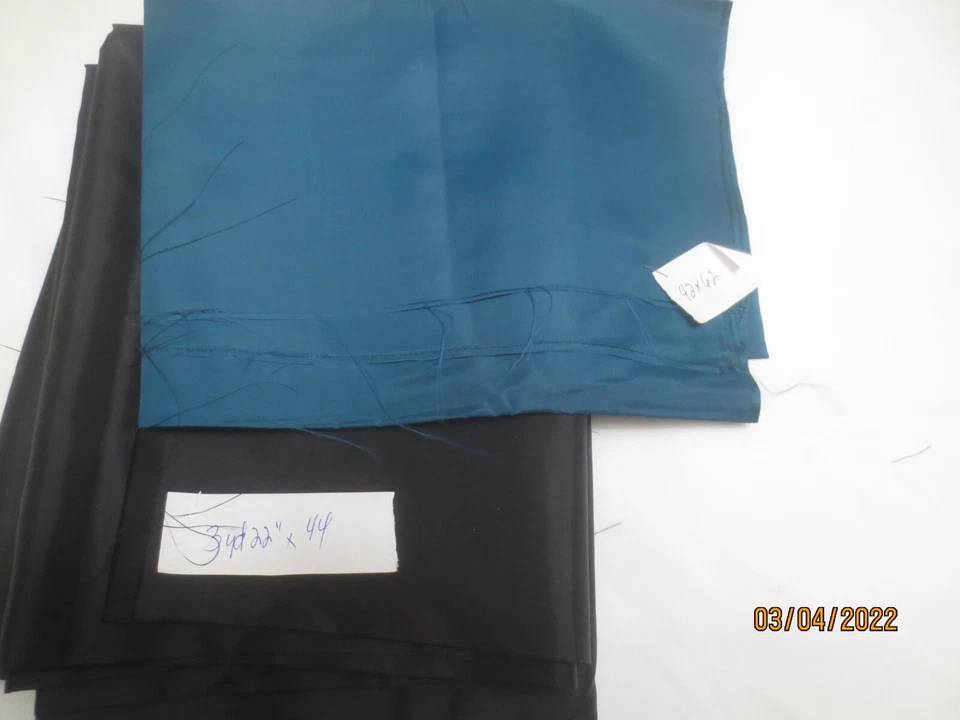 4.75 yds Vintage Taffeta Fabric - 42 x 62" Dark Teal &  3 yds 22" x 44 " BLACK - Image 1 of 1