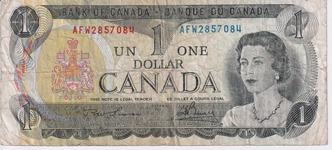 1973 Canada 1 Dollar Banknote - P# 85 - Lawson / Bouey - Fine - # 29722 Cover