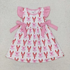 4th of July Kids Wear Holiday Party Patriotic Flag Blue Bow Knee Length Dress - Picture 1 of 21