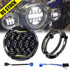 7" inch LED Headlight Hi/Lo + Mounting Ring Bracket For Harley Street Glide FLHX