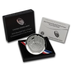 2014-S Baseball Hall of Fame 1/2 Dollar Clad Commem Proof (mit Box & COA) - Bild 1 von 2