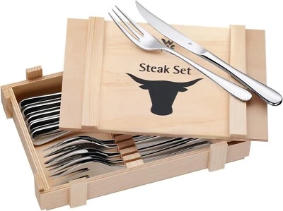 GENUINE WMF Steak Besteck 12 Pieces Cutlery Set With Wooden Box - Image 1 of 3