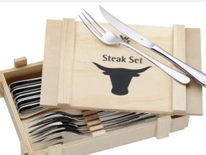 WMF Steakset/Grillbesteck in Holzkassette 12 tlg. NEU für 6 Personen - Bild 1 von 2