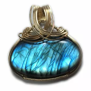 Labradorite Liebe Halskette Anhänger 14K Gold Gefüllt Schmuck 1G1 Zp - Bild 1 von 7