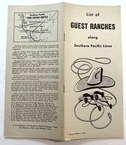 SOUTHERN PACIFIC RAILROAD LINES 1946 LIST OF GUEST RANCHES * AZ CA NV NM OR TX - Picture 1 of 3