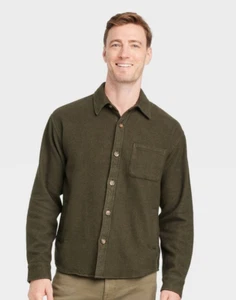 Goodfellow Heavyweight Flannel Long Sleeve Button-Down Shirt Green Medium NWT - Picture 1 of 1