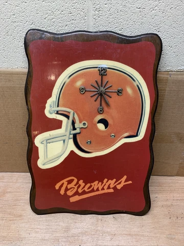 Vintage 70s-80s Cleveland Browns NFL Tree Wood  Lacquer Wall Clock Parts Repair Cover
