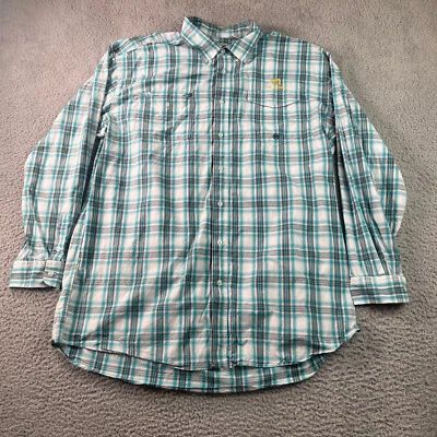 Roper Shirt Mens 2XLT Button Down Green White Plaid Long Sleeve Western - Image 1 of 4