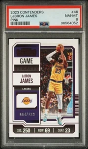 2023-24 Panini Contenders - Season Ticket #46 LeBron James Pink /199 PSA 8 MINT - Picture 1 of 3
