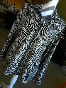 Shiney Zebra Print Zipper Jacket Laura Ashley Medium Stretchy Flashy Womens - Picture 1 of 12