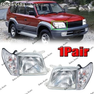 1Set GLASS Head lights+Corner lamp For Toyota LAND CRUISER PRADO LC90 1996-2002 - Picture 1 of 16