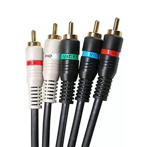 2 pz COMPONENTE VIDEO NERO 6 piedi 5 fili cavi patch audio video YPbPr CAVO TV HD - Foto 1 di 1