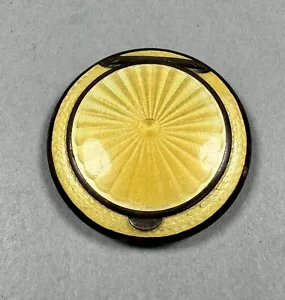 Antique French Or Austrian Guilloche Enamel & Silver Mini Compact Mirror - Picture 1 of 12