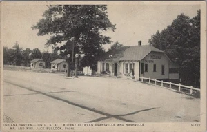 Indiana Tavern Gas Station Pumps IN US 41  Jack Bullock postcard MQ1 - Picture 1 of 2
