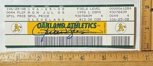Rollie Fingers Autographed 7/5/1993 Oakland Athletics A’s Ticket Stub Baseball - Picture 1 of 3