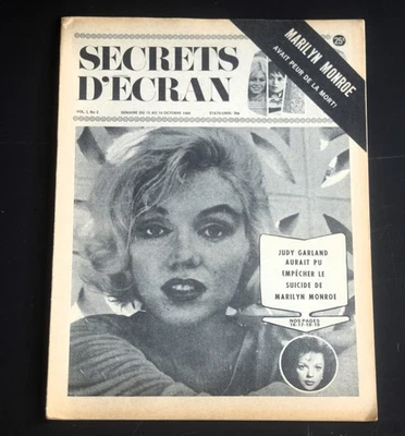 1969 "Secrets d'Ecran" Vol.1 No.2 Marilyn Monroe Maurice Chevalier DAVID JANSSEN - Image 1 of 4