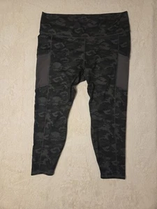 Fabletics On the Go High Waisted Pocket Leggings 4X Charcoal Camo - Picture 1 of 8