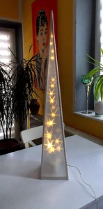 WEIHNACHTEN - 3-D Hologramm Pyramide - Höhe 90 cm - rotierende Sterne m. 24 LED - Bild 1 von 14