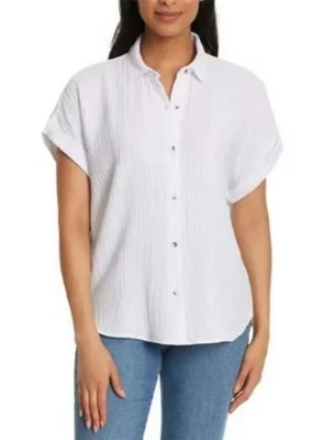 Gasa Jessica Simpson para mujer talla L blanca manga corta abotonada nueva sin etiquetas Foto 1 de 4