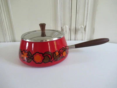 19 ⚜️ Ancienne Casserole, Marmite Poignée En Bois Émaillées Vintage - Photo 1/4