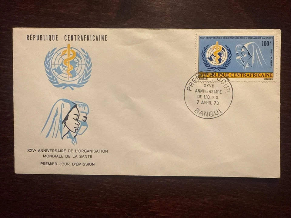 FUNDA CENTRO ÁFRICA FDC AÑO 1973 QUIÉN ENFERMERAS MEDICINA SANITARIA SELLOS Foto 1 de 1
